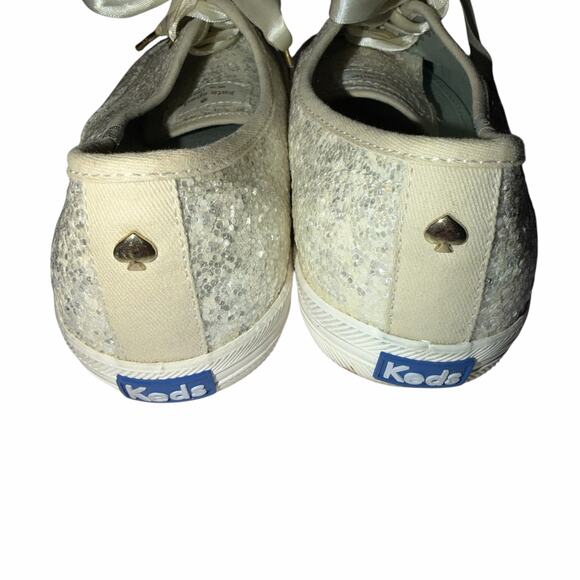 Keds x Kate Spade New York Glitter Sneakers WF53272 Cream Ivory 8.5 Women’s - Picture 4 of 12